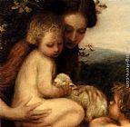 Edward Stott Canvas Paintings - Motherhood - detail